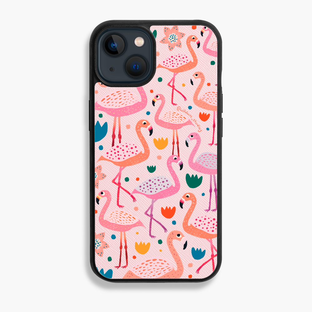Fiesty Flamingos by Wildacre Studios - iPhone 13 - Forbidden Pink