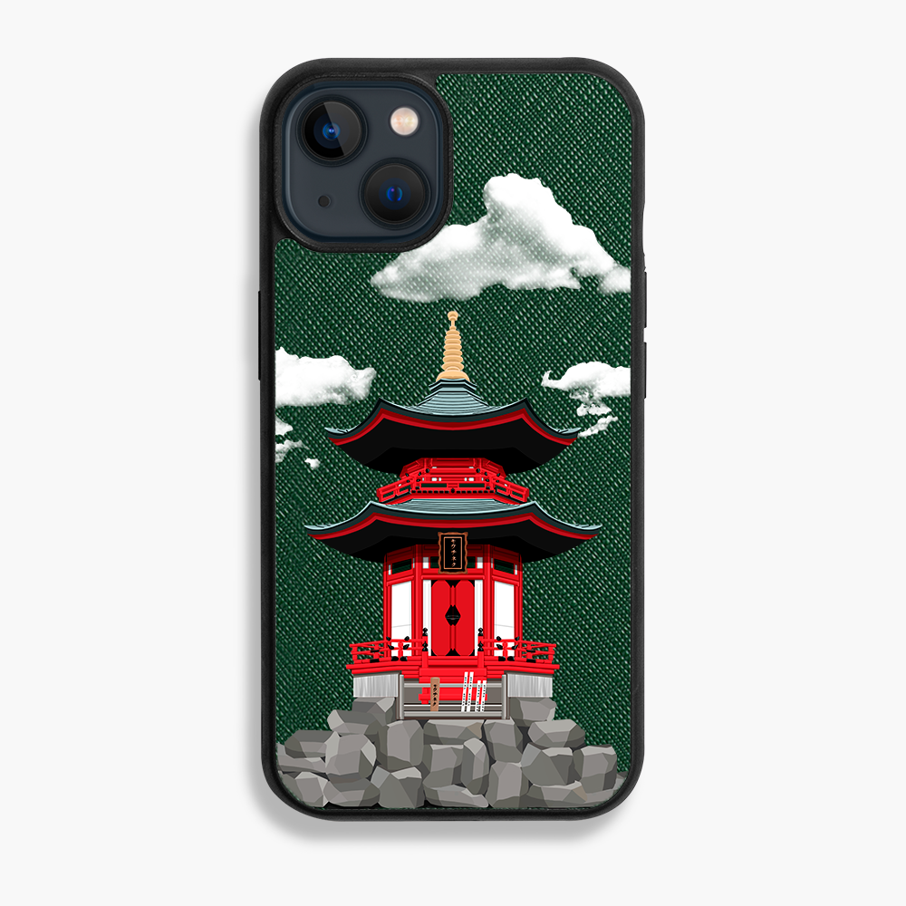 Japanese Building - iPhone 13 - Forest Green