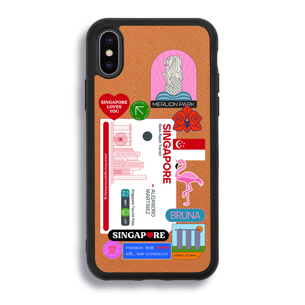 Singapore City Stickers - iPhone XS Max - Tobacco Brown