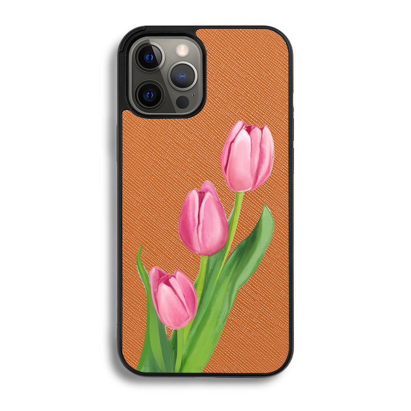 Pink Tulips - iPhone 12 Pro Max - Tobacco Brown
