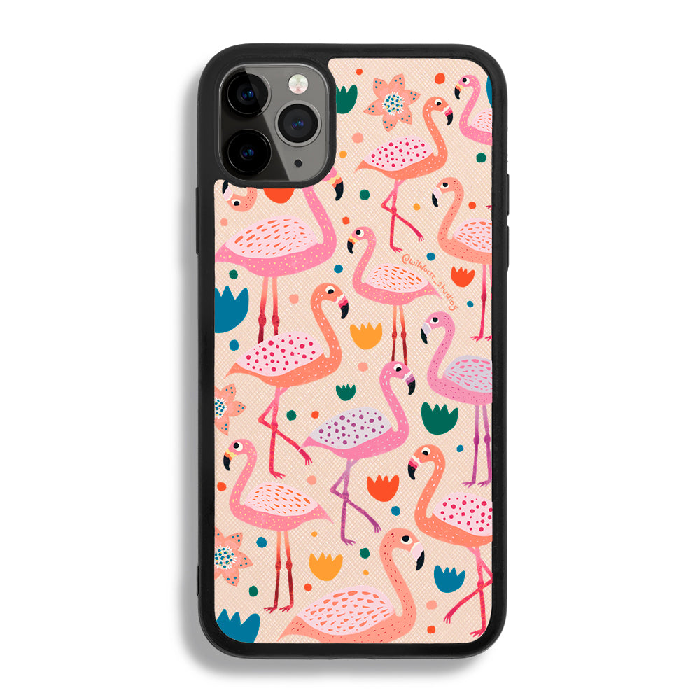 Fiesty Flamingos by Wildacre Studios - iPhone 11 Pro Max - Pale Pink