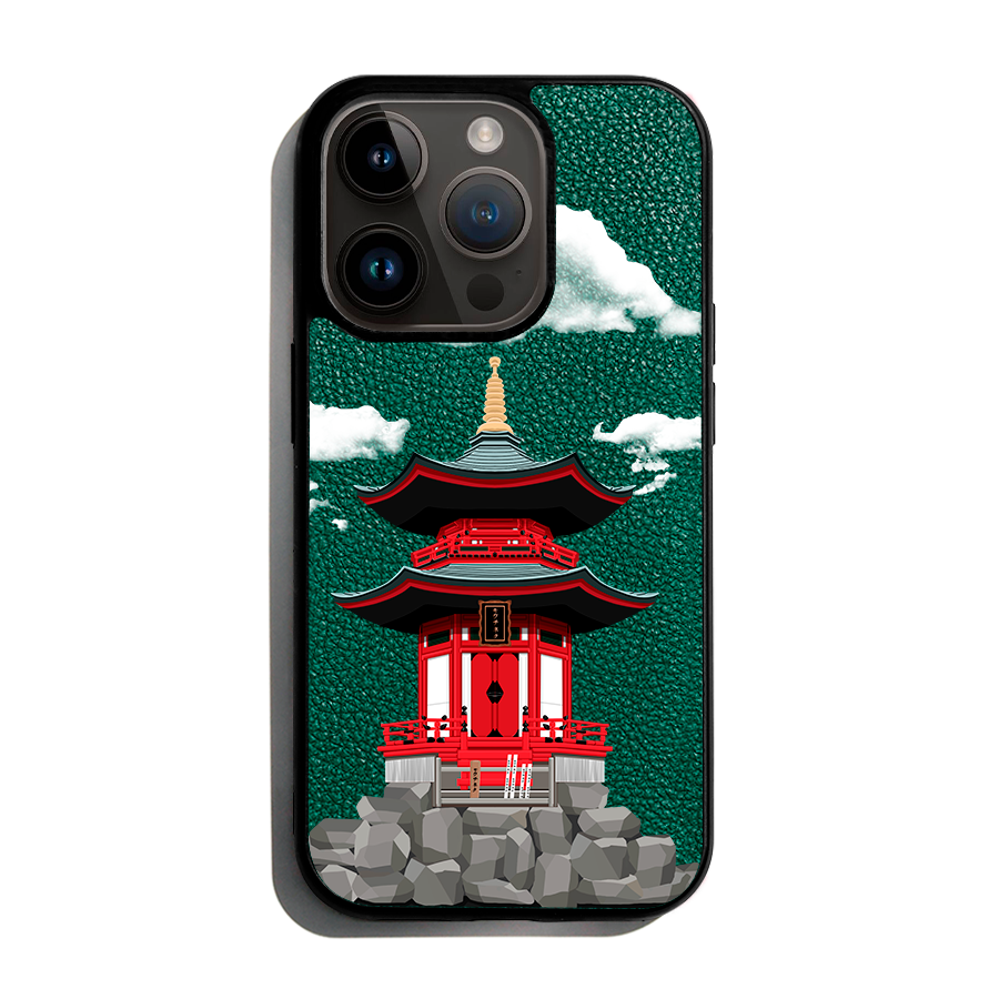 Japanese Building - iPhone 14 Pro - Forest Green