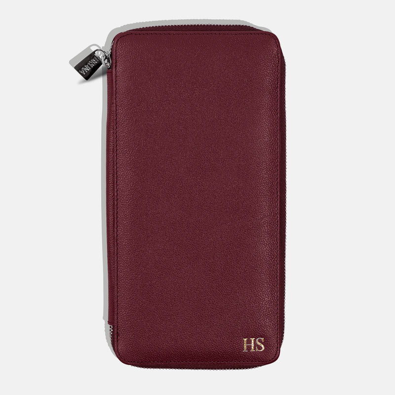 Funda con Cierre para 5 Pasaportes - Burgundy
