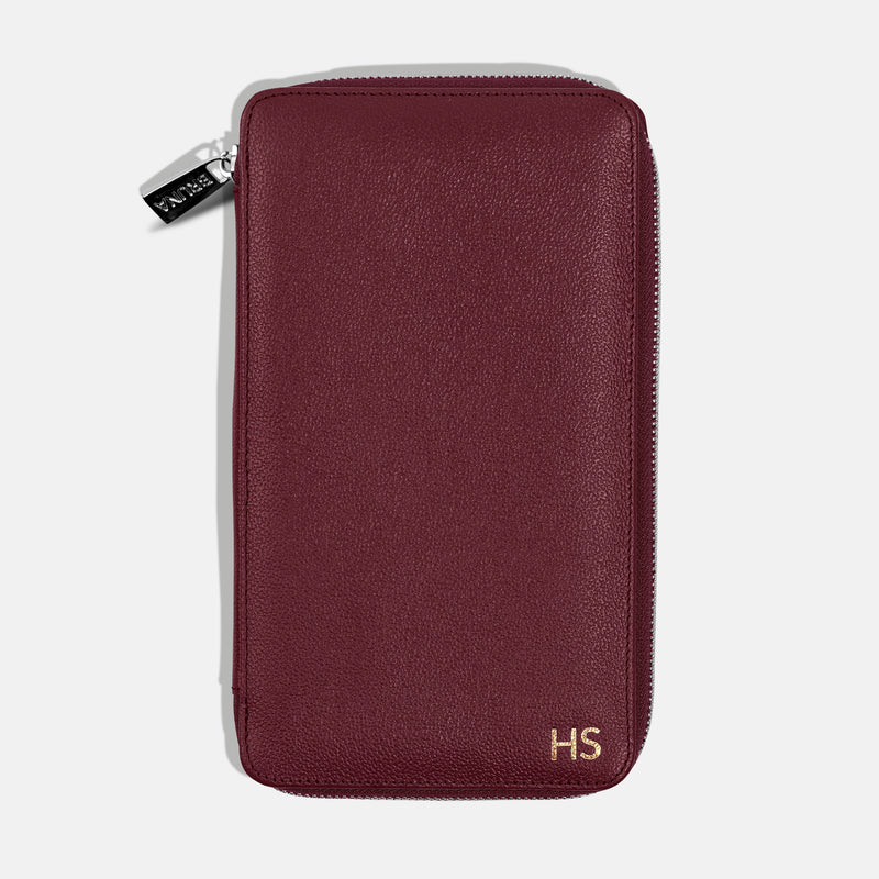 Funda con Cierre para 4 Pasaportes - Burgundy