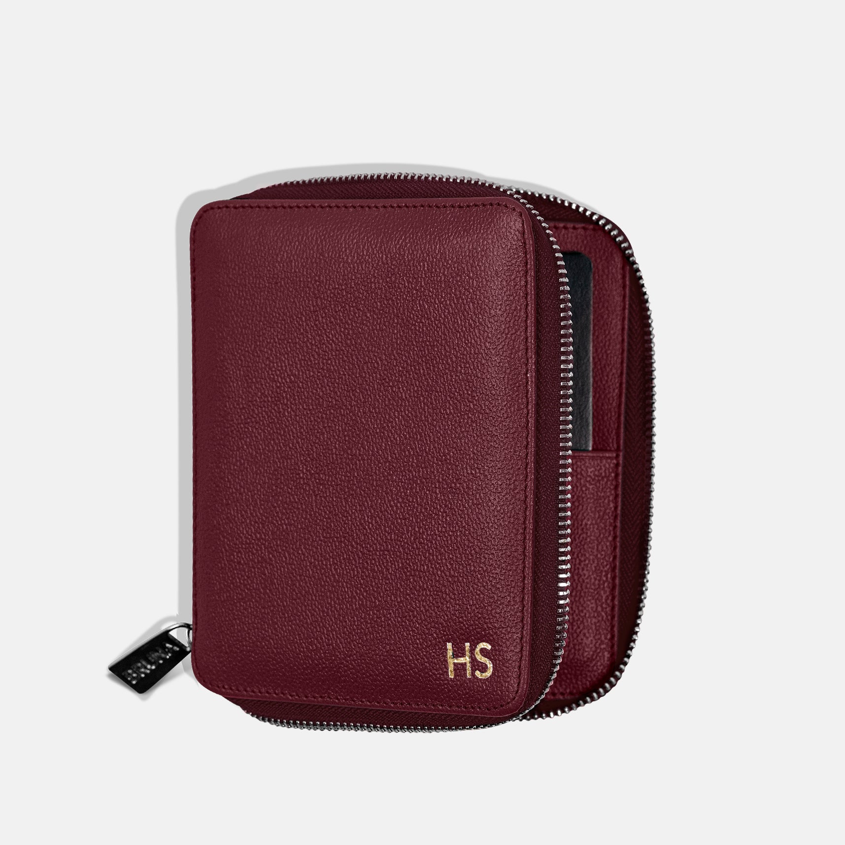Funda con Cierre para 1 Pasaporte - Burgundy
