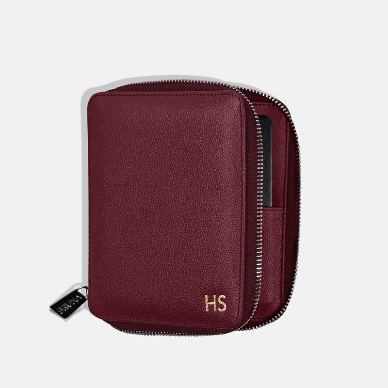 Funda con Cierre para 1 Pasaporte - Burgundy