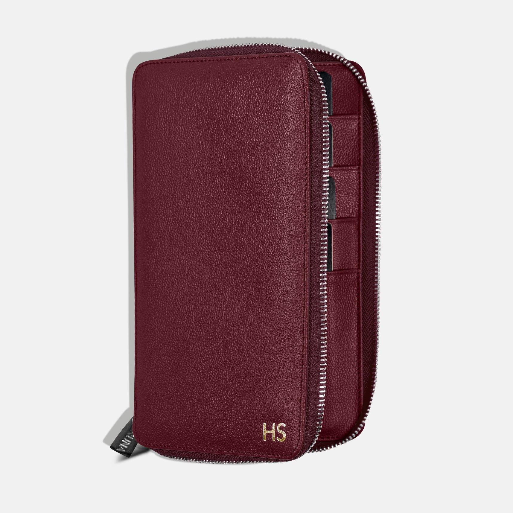 Funda con Cierre para 4 Pasaportes - Burgundy
