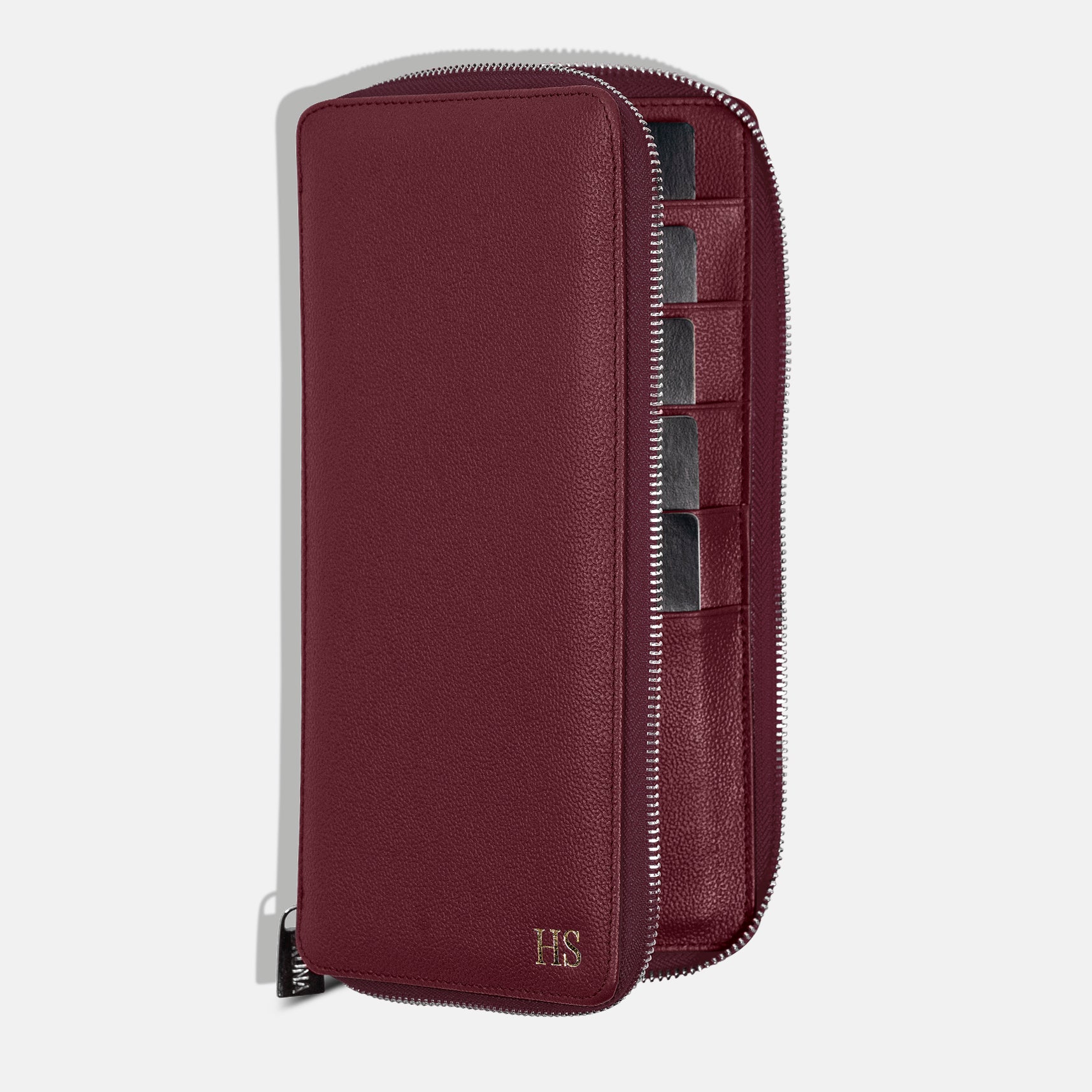 Funda con Cierre para 5 Pasaportes - Burgundy