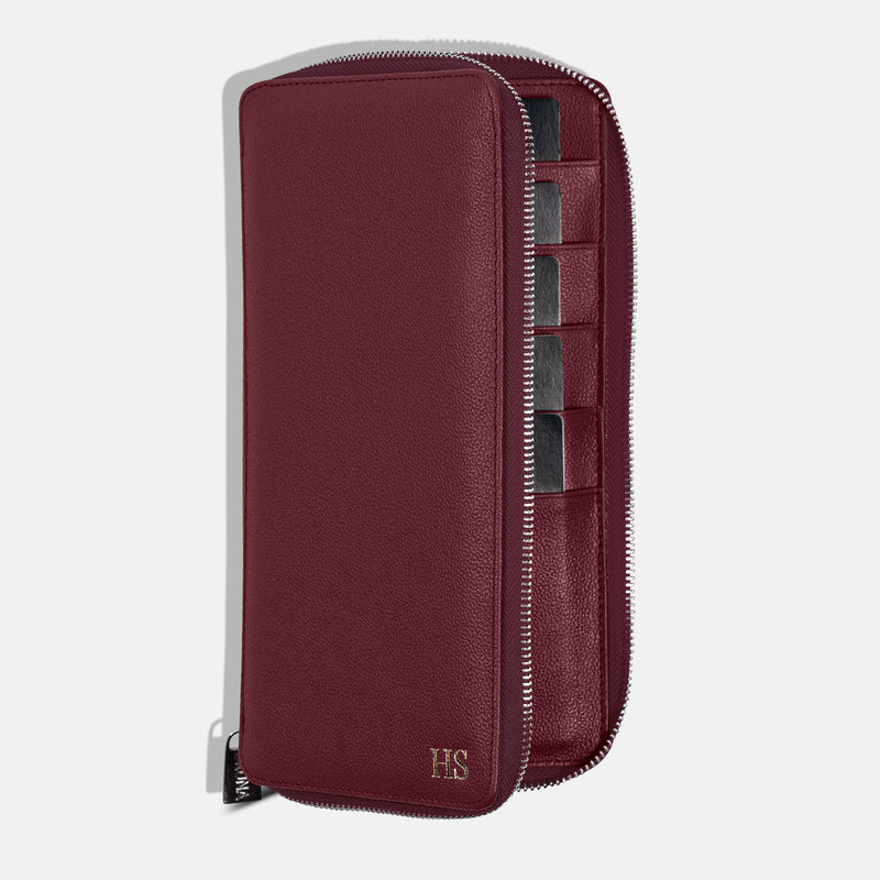 Funda con Cierre para 5 Pasaportes - Burgundy