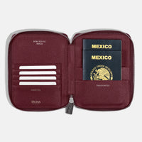 Funda con Cierre para 2 Pasaportes - Burgundy