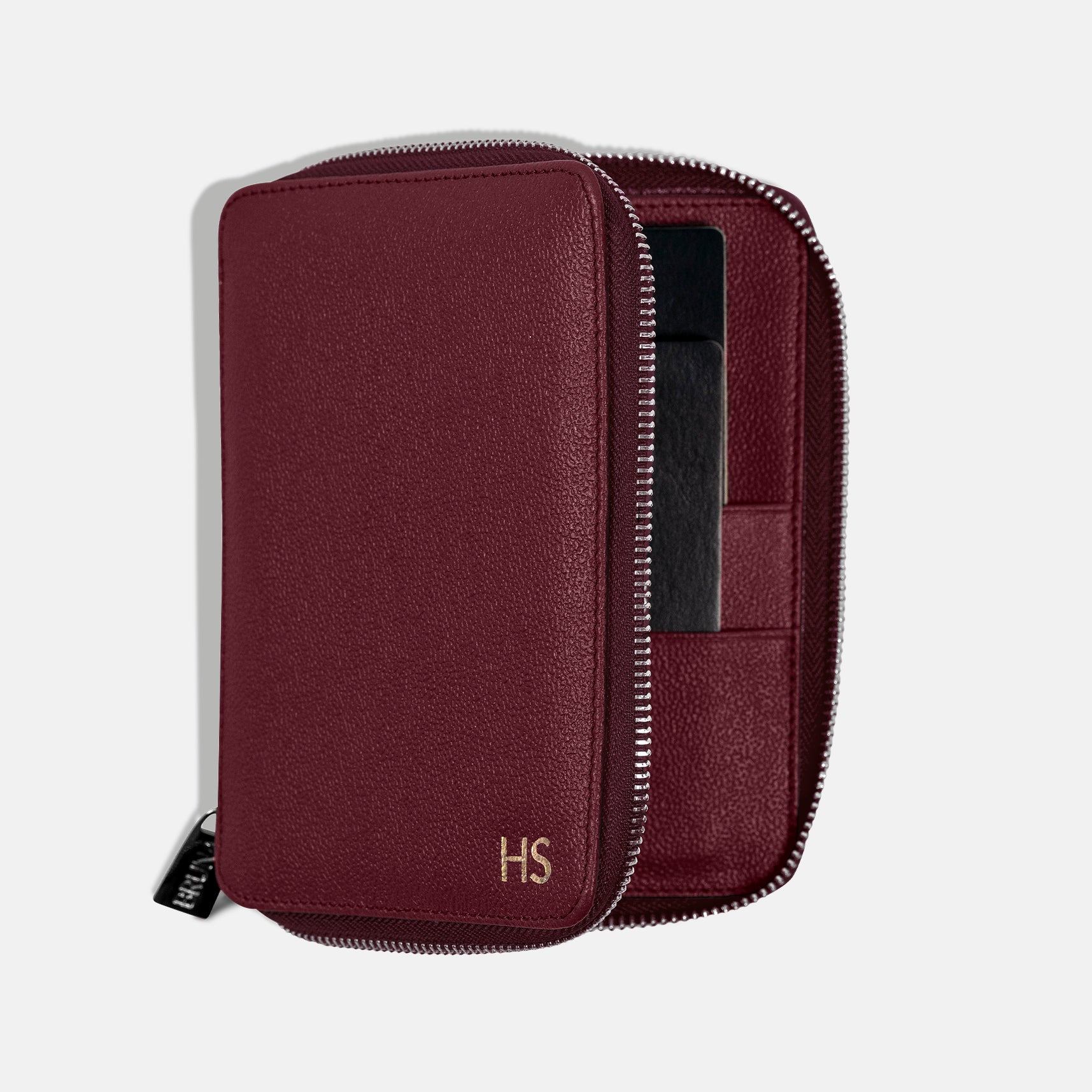 Funda con Cierre para 2 Pasaportes - Burgundy