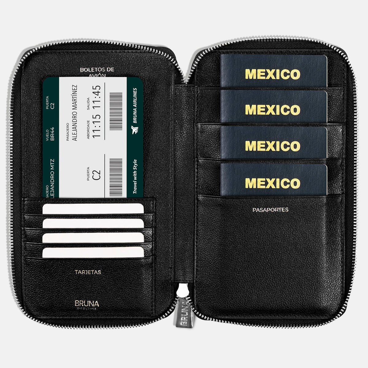 Funda con Cierre para 4 Pasaportes - Maverick Green