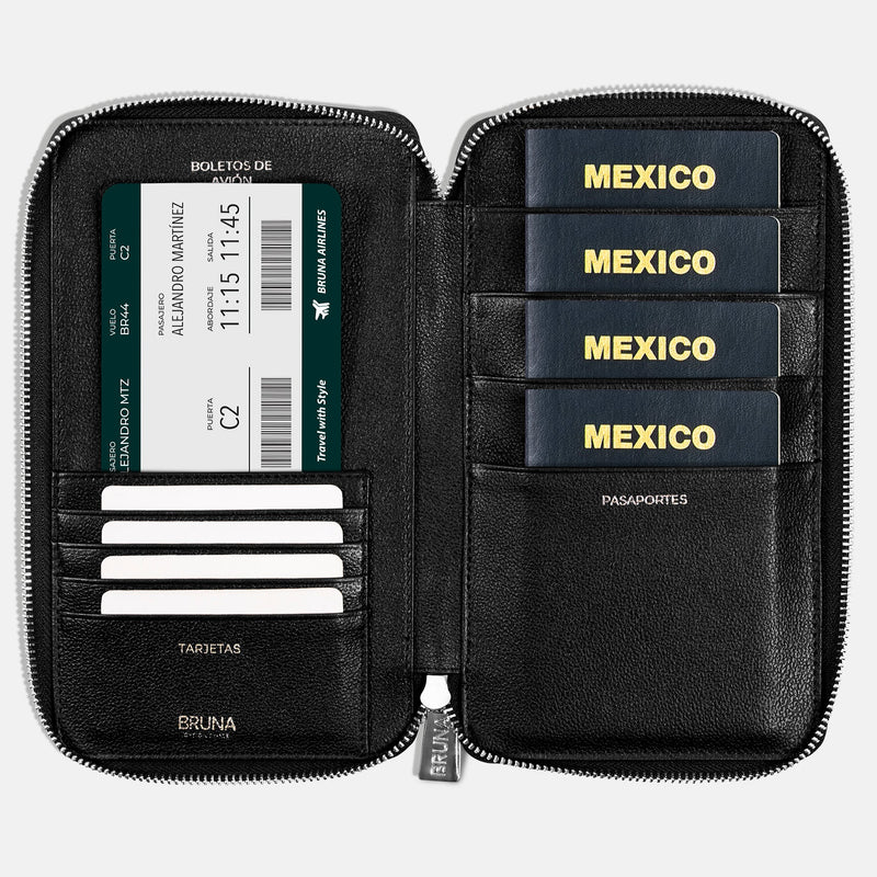 Funda con Cierre para 4 Pasaportes - Maverick Green