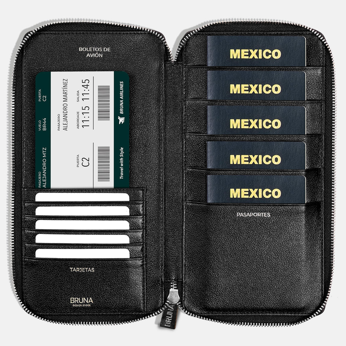 Funda con Cierre para 5 Pasaportes - Maverick Green