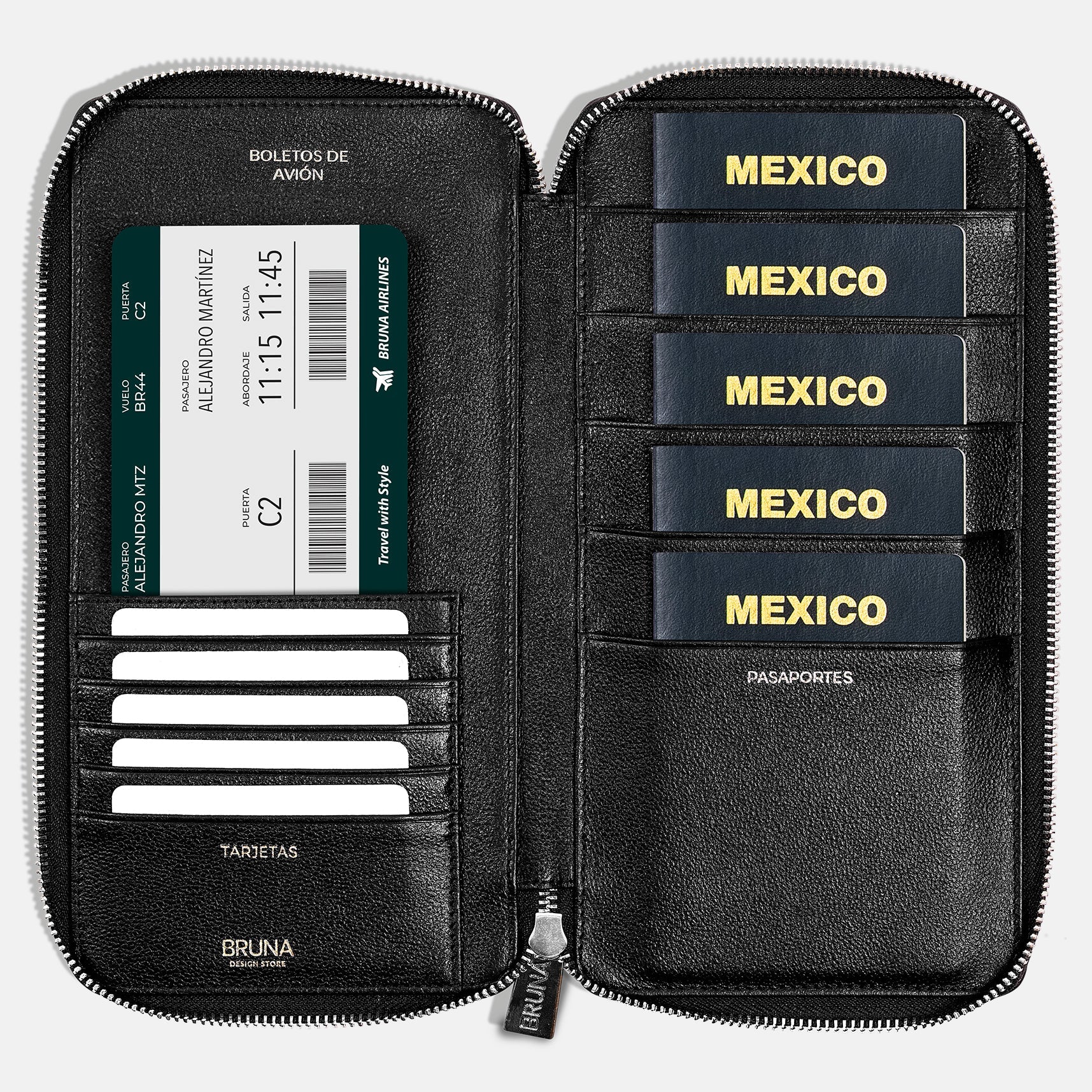 Funda con Cierre para 5 Pasaportes - Maverick Green