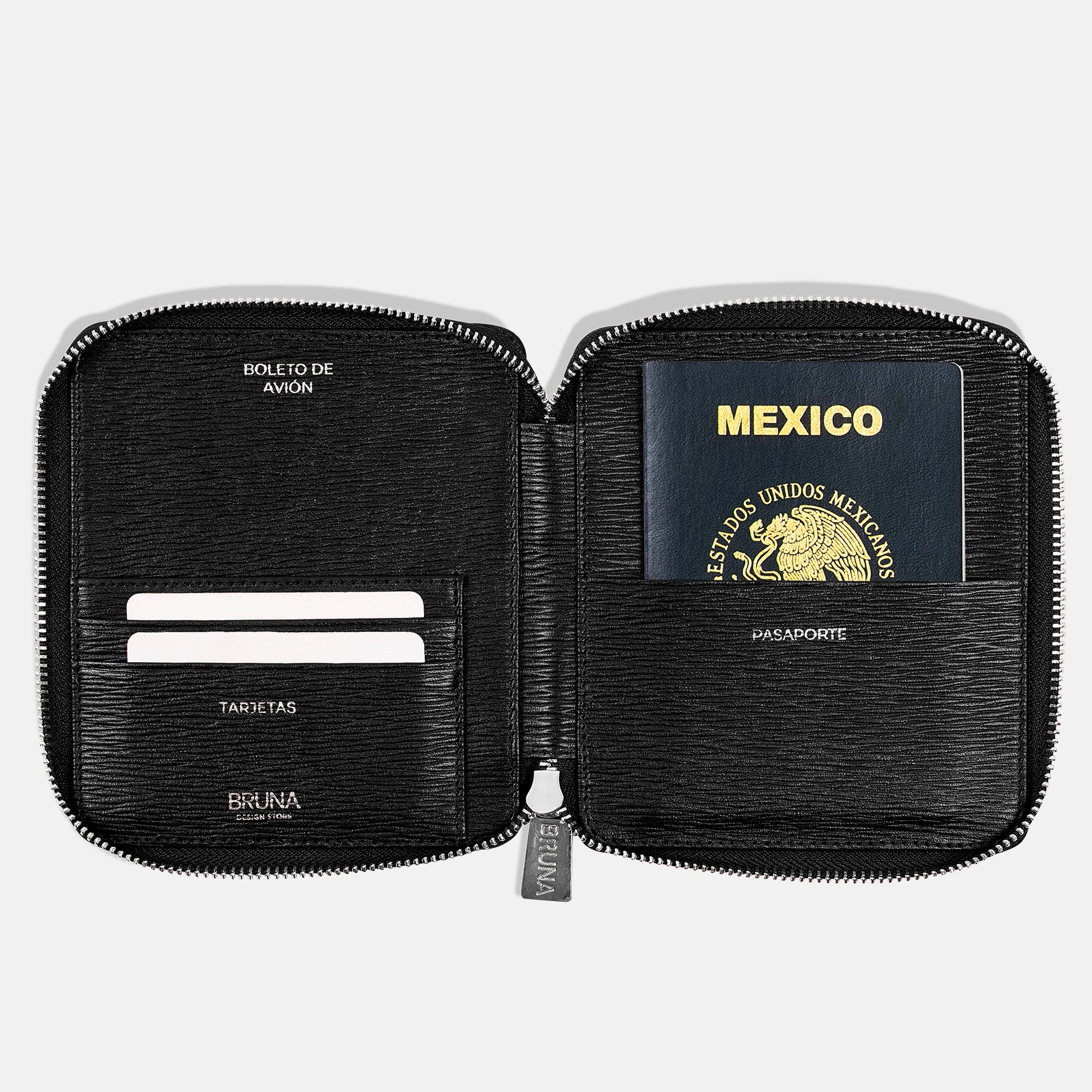 Funda con Cierre para 1 Pasaporte - Black Phantom