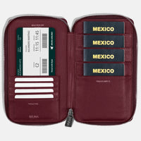 Funda con Cierre para 4 Pasaportes - Burgundy