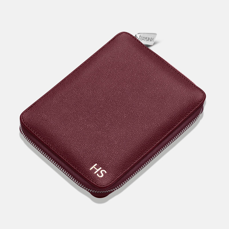 Funda con Cierre para 2 Pasaportes - Burgundy