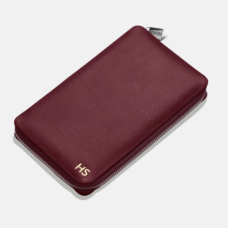 Funda con Cierre para 4 Pasaportes - Burgundy