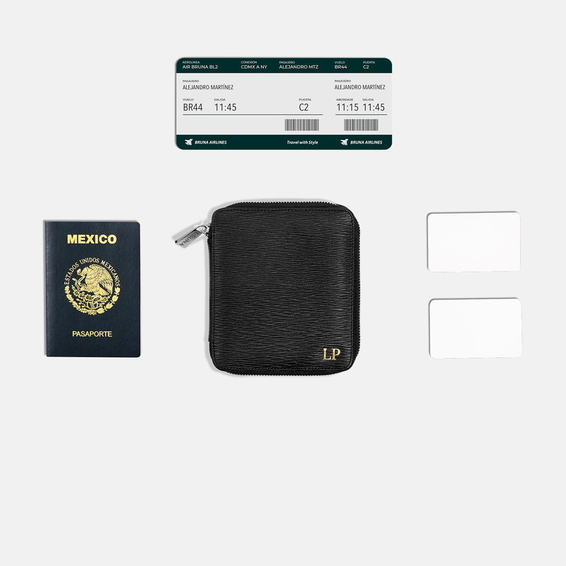 Funda con Cierre para 1 Pasaporte - Black Phantom