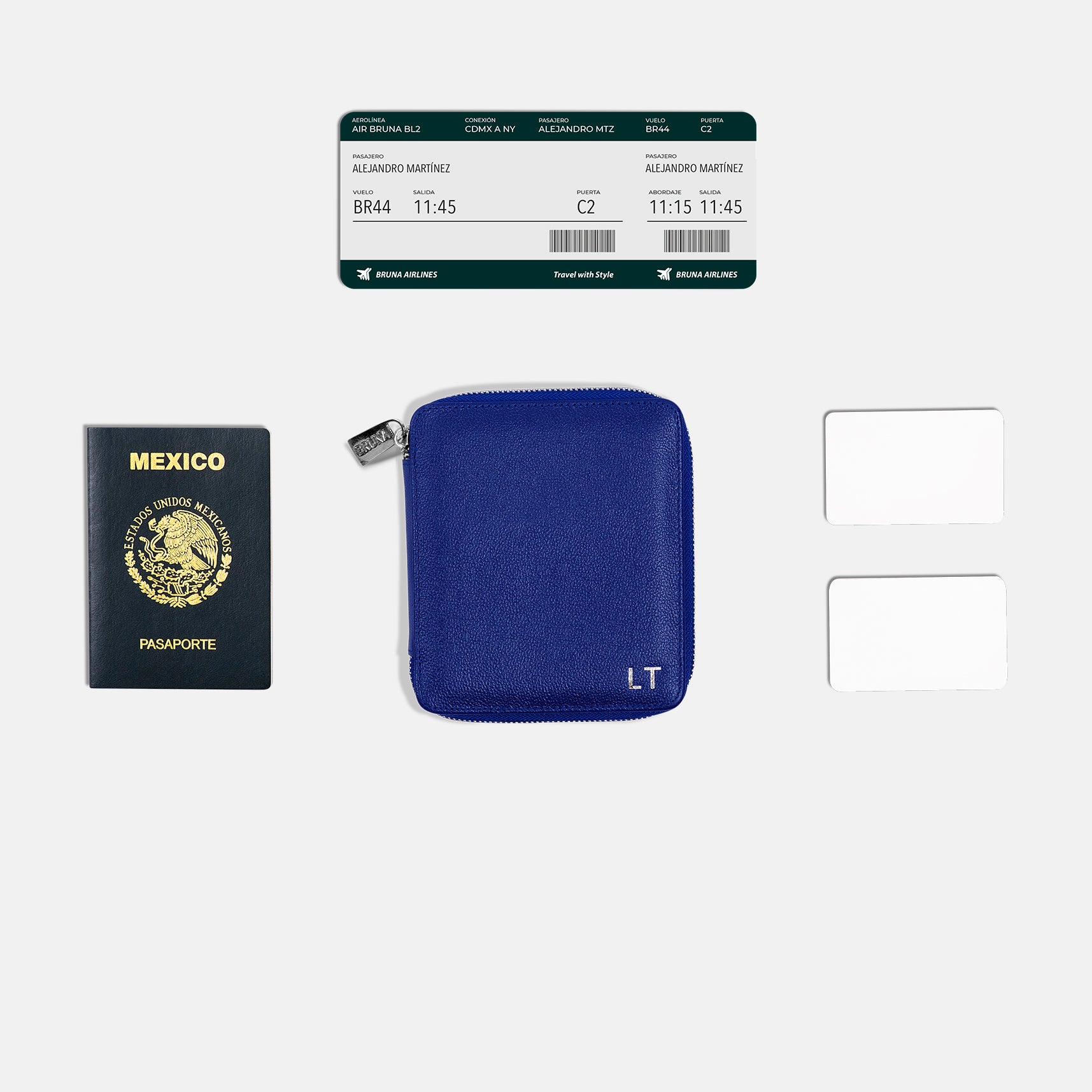Funda con Cierre para 1 Pasaporte - Blue Riviera