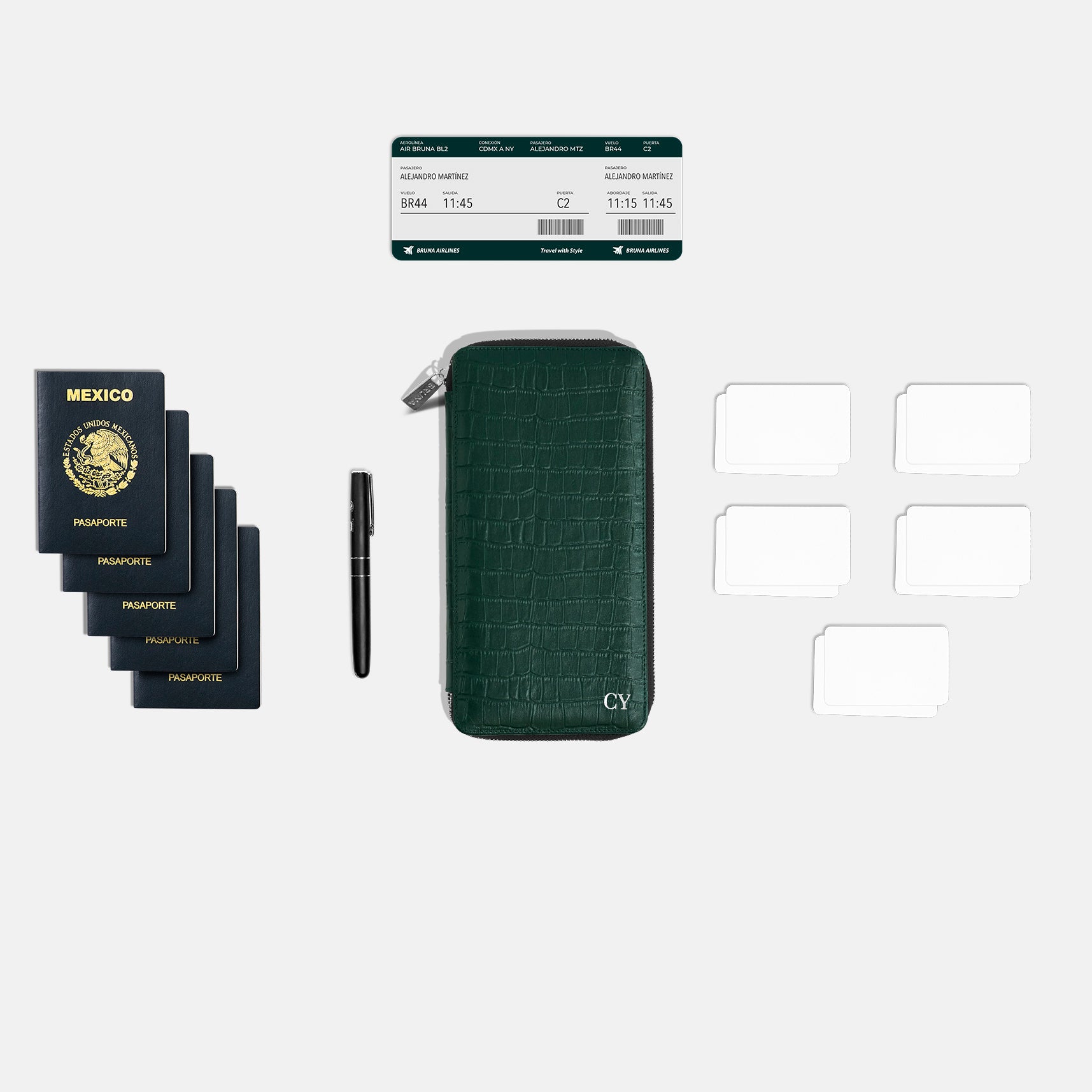 Funda con Cierre para 5 Pasaportes - Maverick Green
