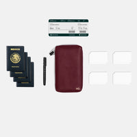 Funda con Cierre para 4 Pasaportes - Burgundy