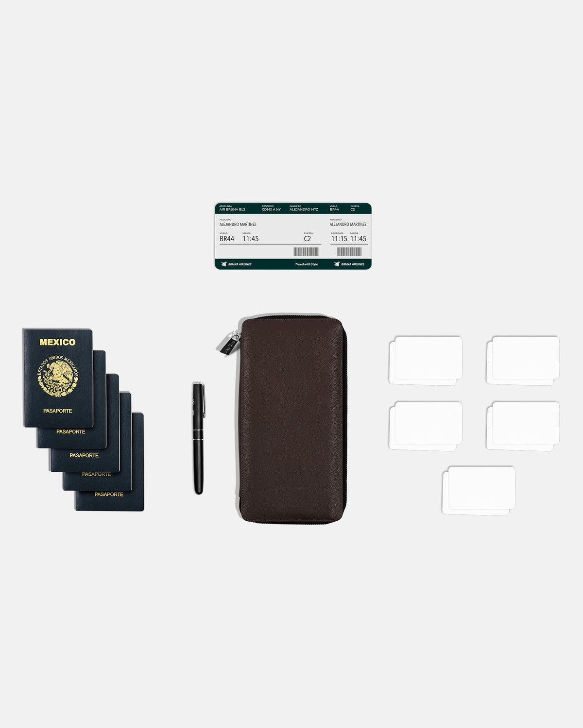 Funda con Cierre para 5 Pasaportes - Espresso