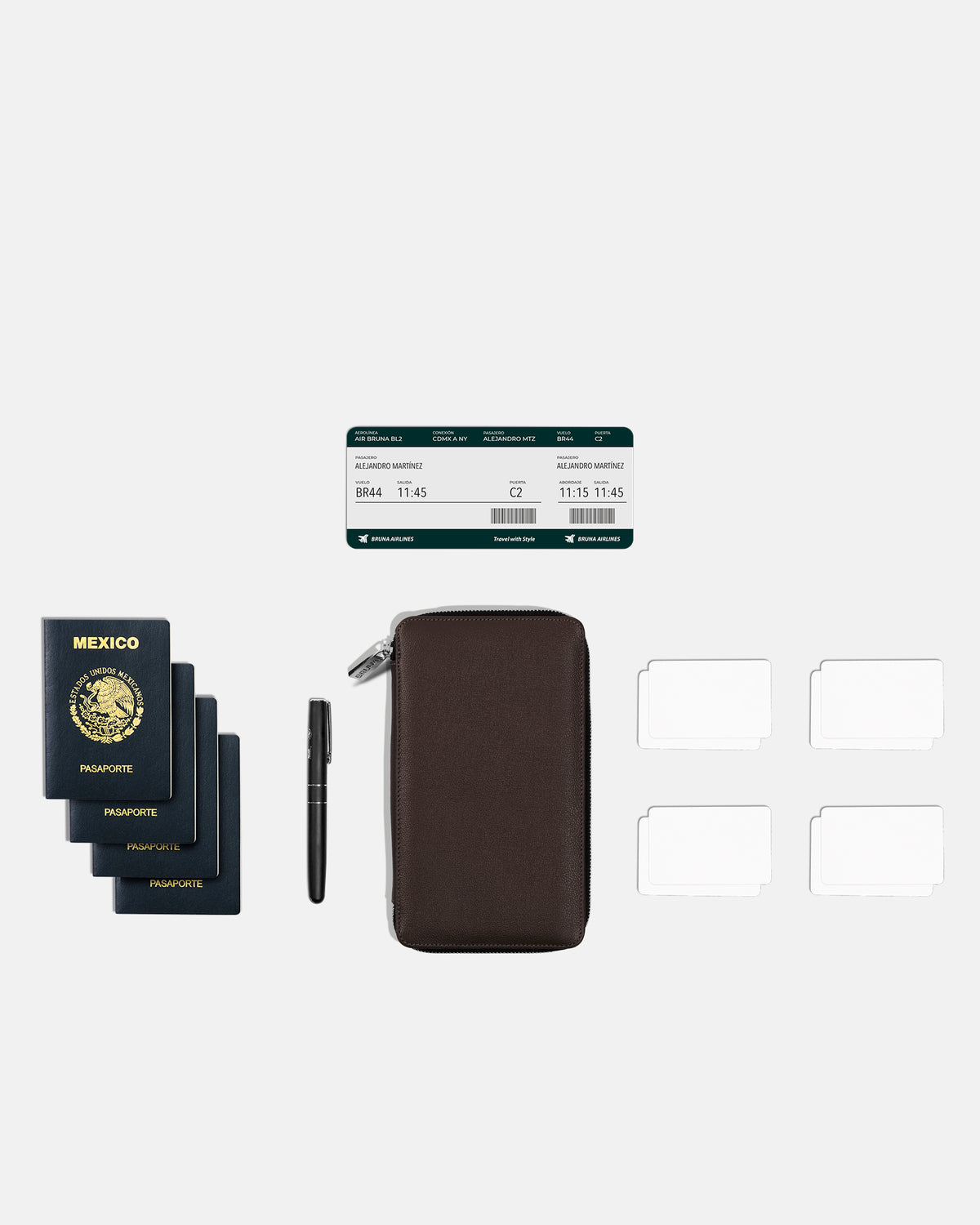 Funda con Cierre para 4 Pasaportes - Espresso