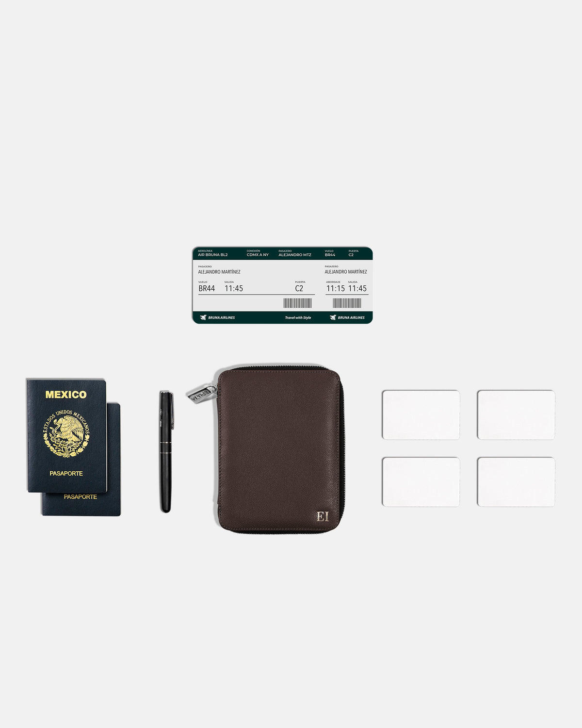 Funda con Cierre para 2 Pasaportes - Espresso
