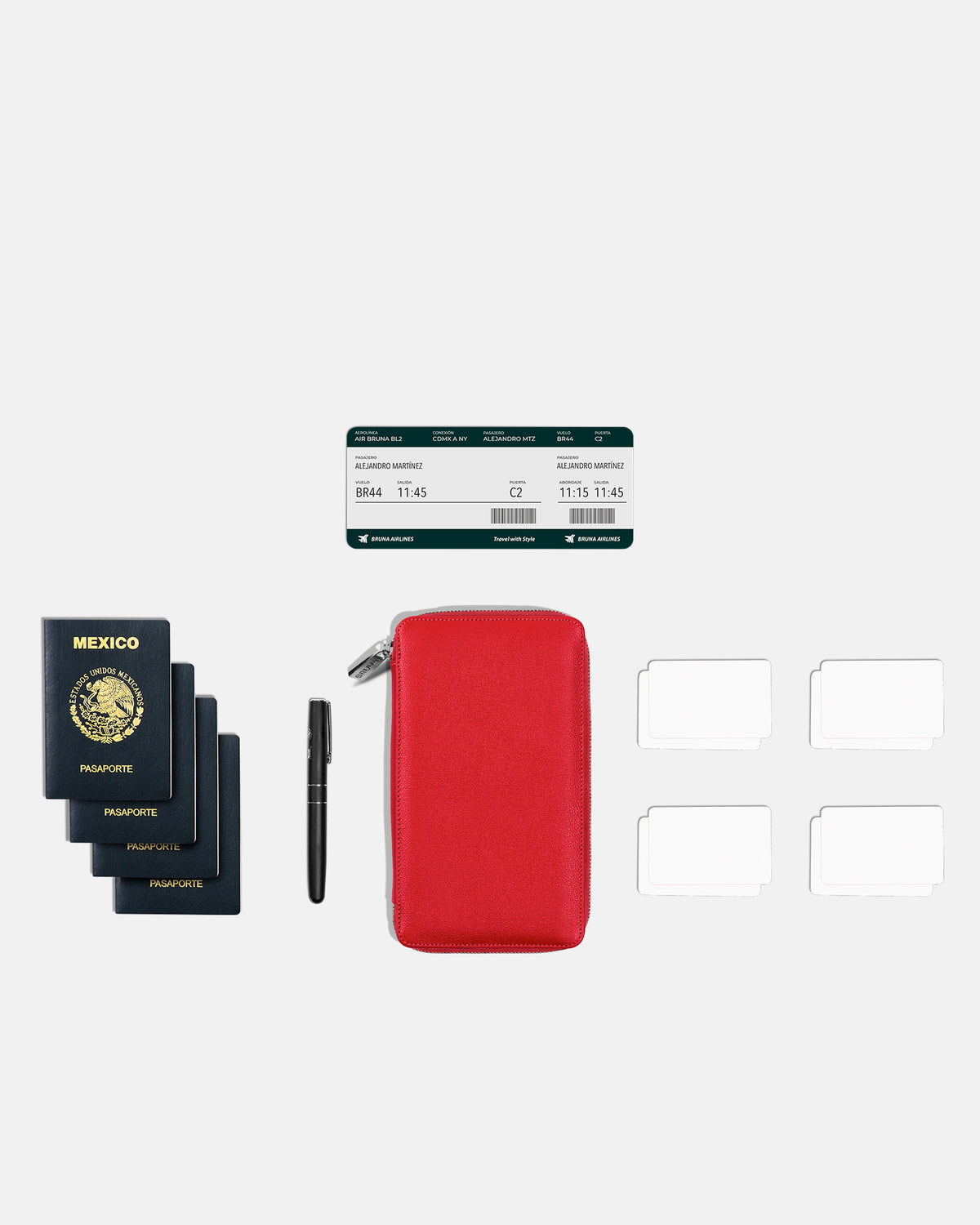 Funda con Cierre para 4 Pasaportes - Tokyo Red