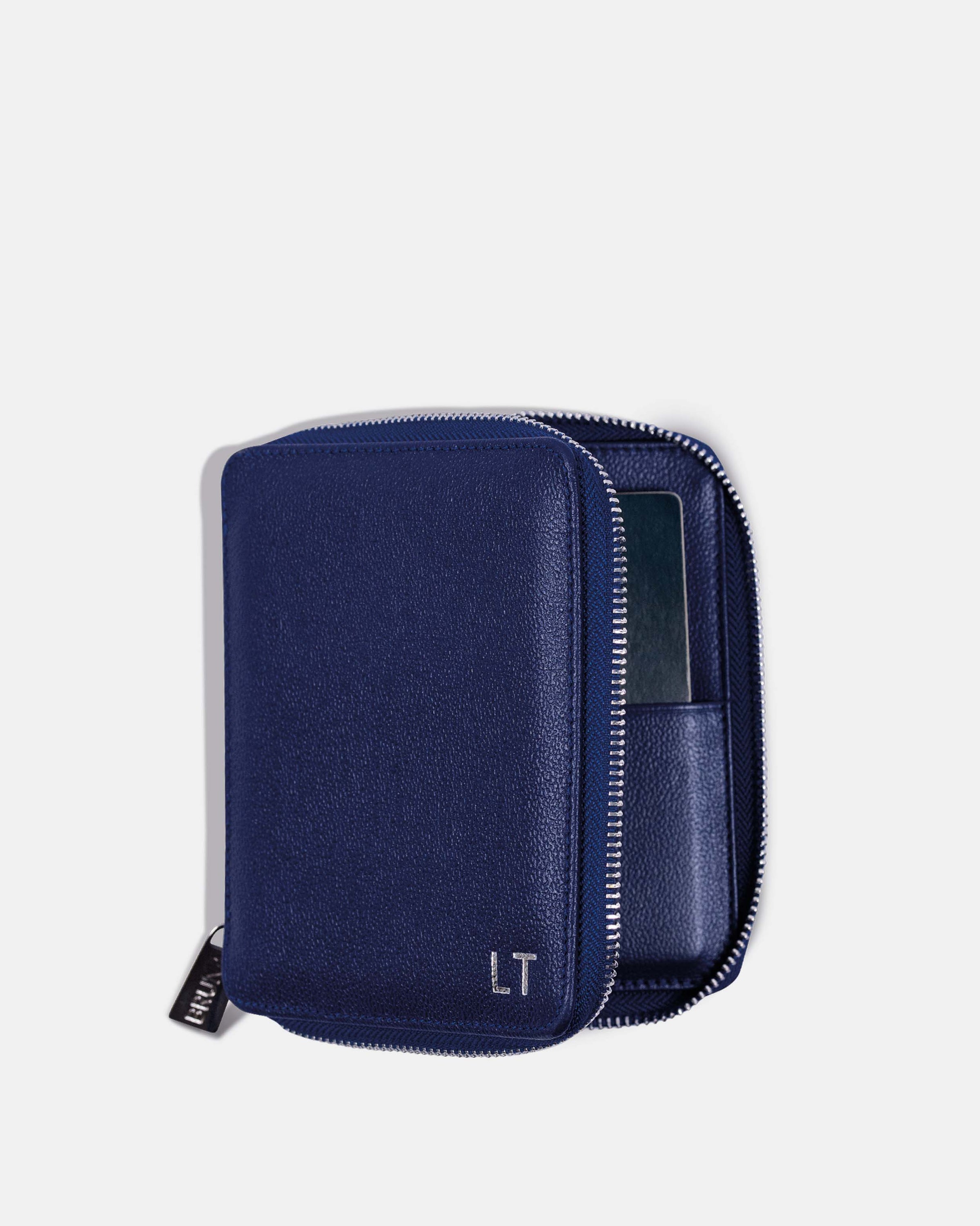 Funda con Cierre para 1 Pasaporte - Navy Blue