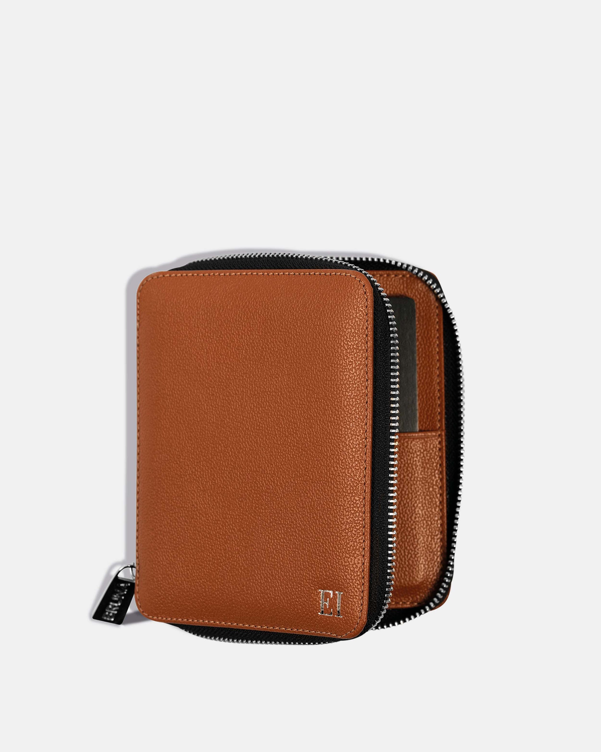 Funda con Cierre para 1 Pasaporte - Sahara Brown