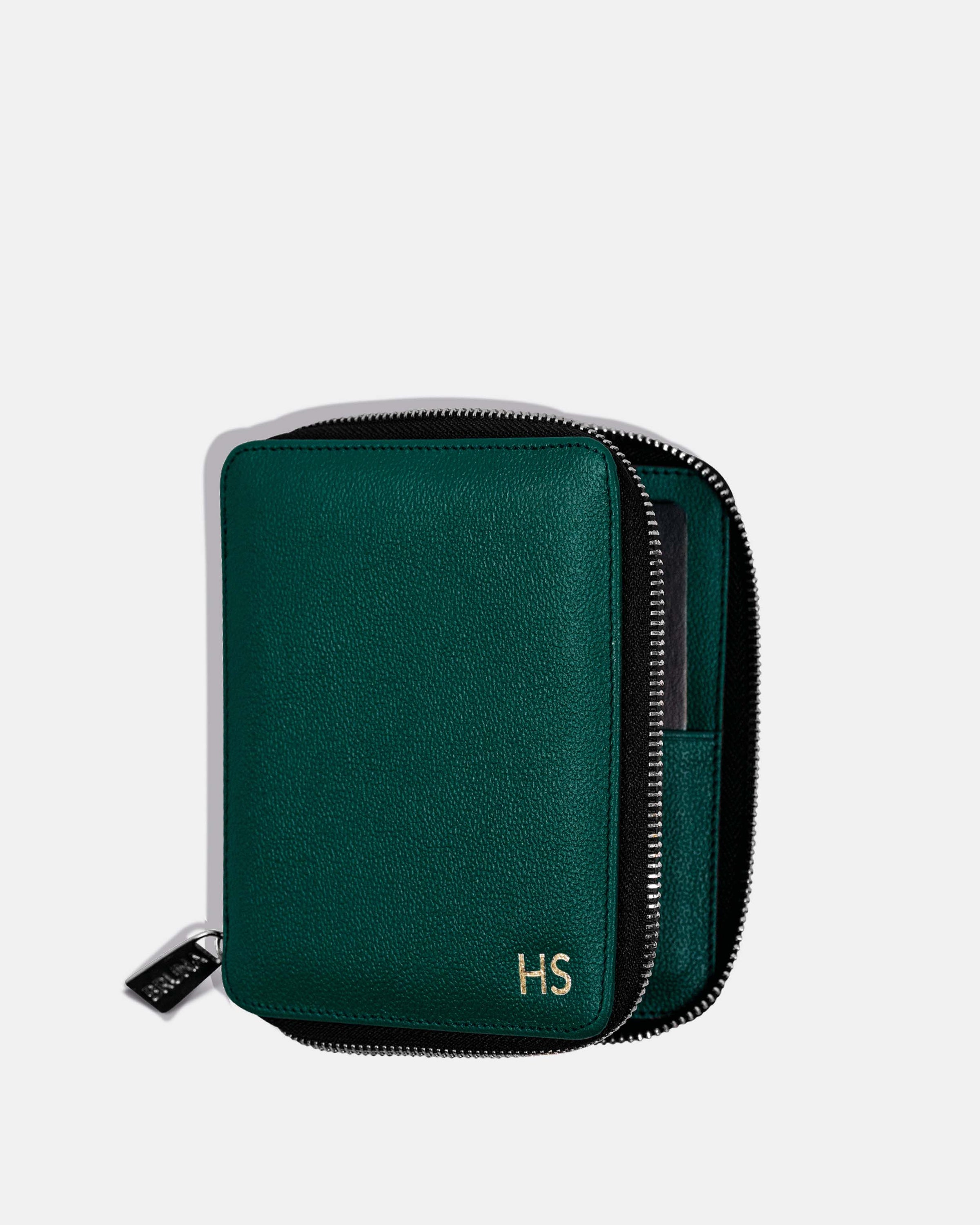 Funda con Cierre para 1 Pasaporte - Forest Green