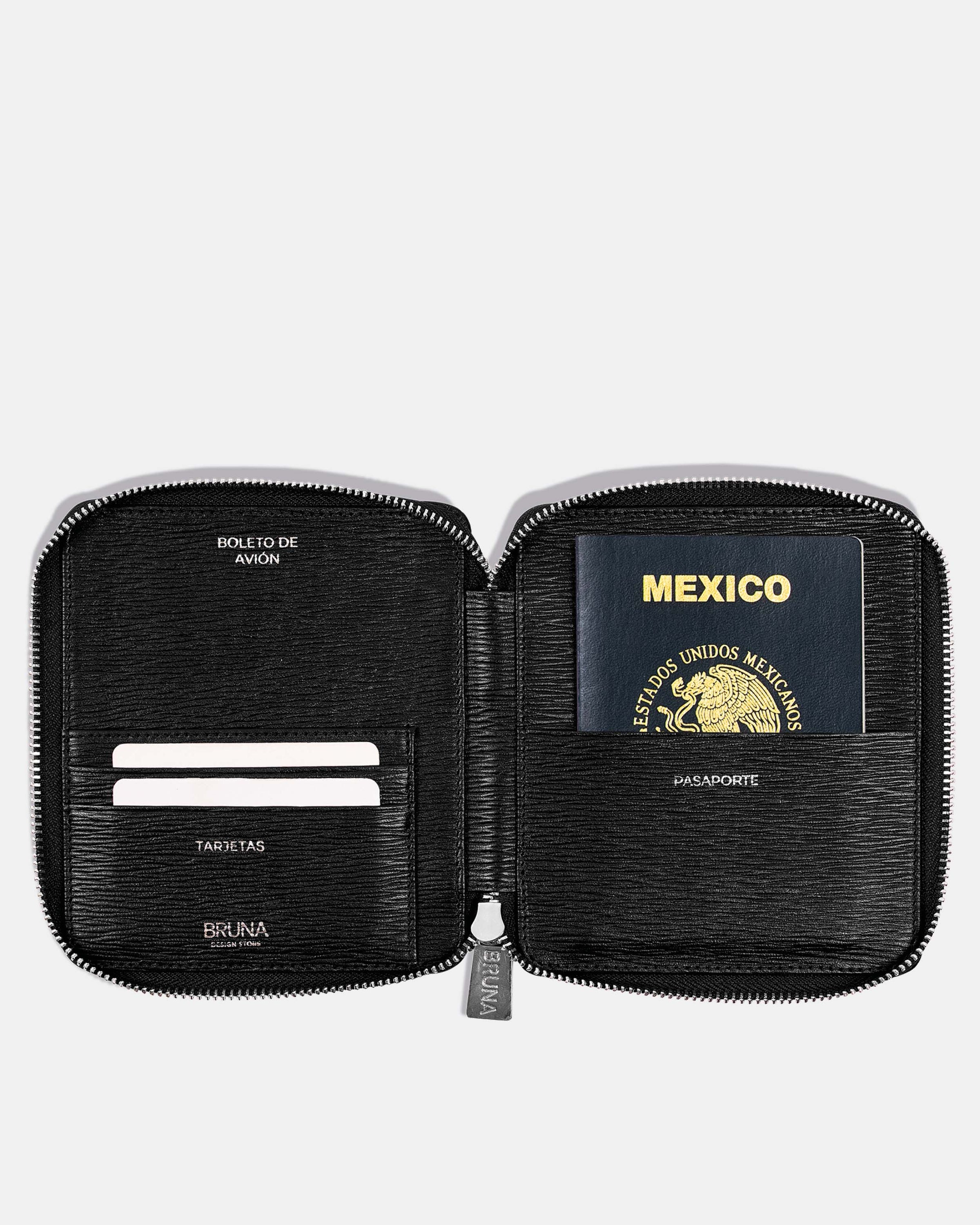 Funda con Cierre para 1 Pasaporte - Black Phantom