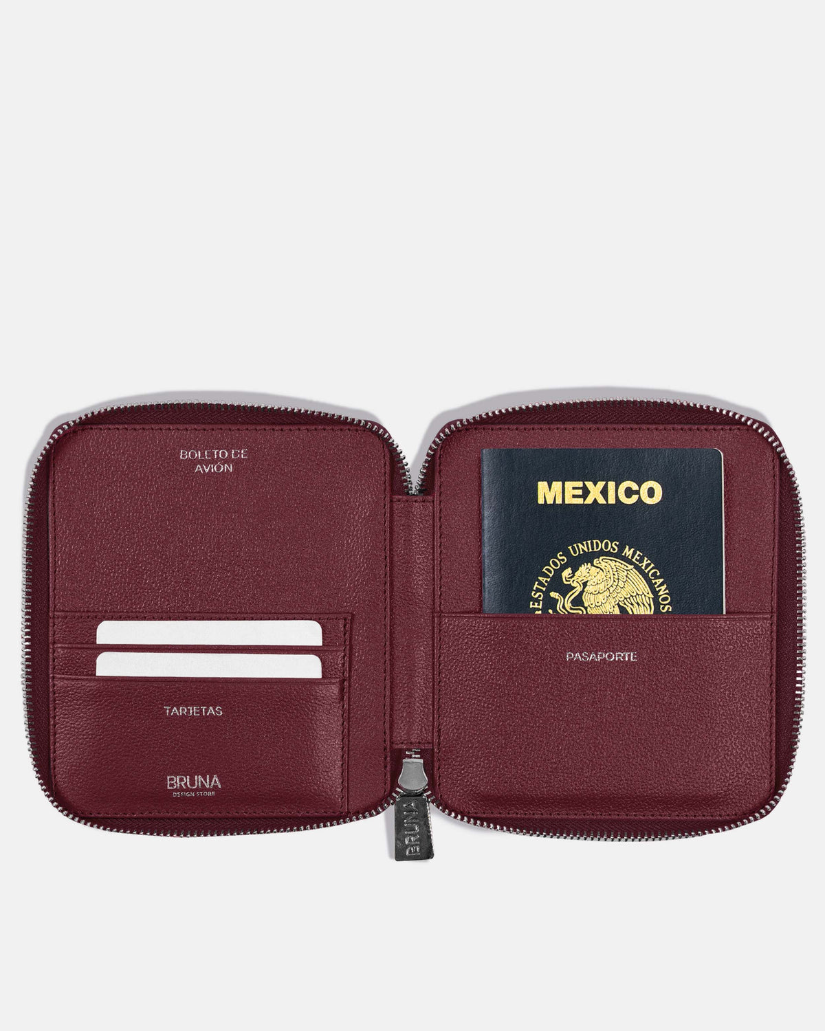 Funda con Cierre para 1 Pasaporte - Burgundy