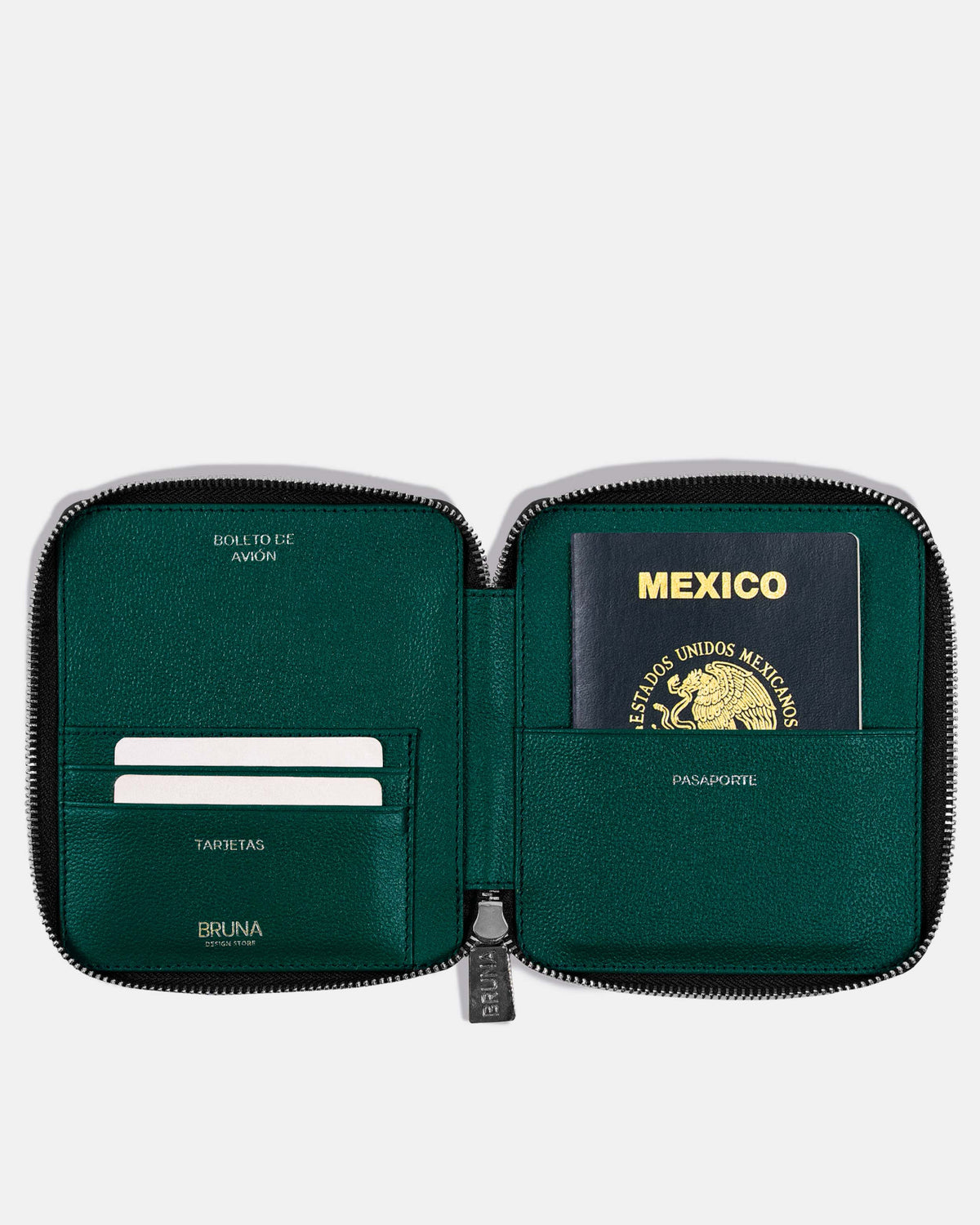 Funda con Cierre para 1 Pasaporte - Forest Green