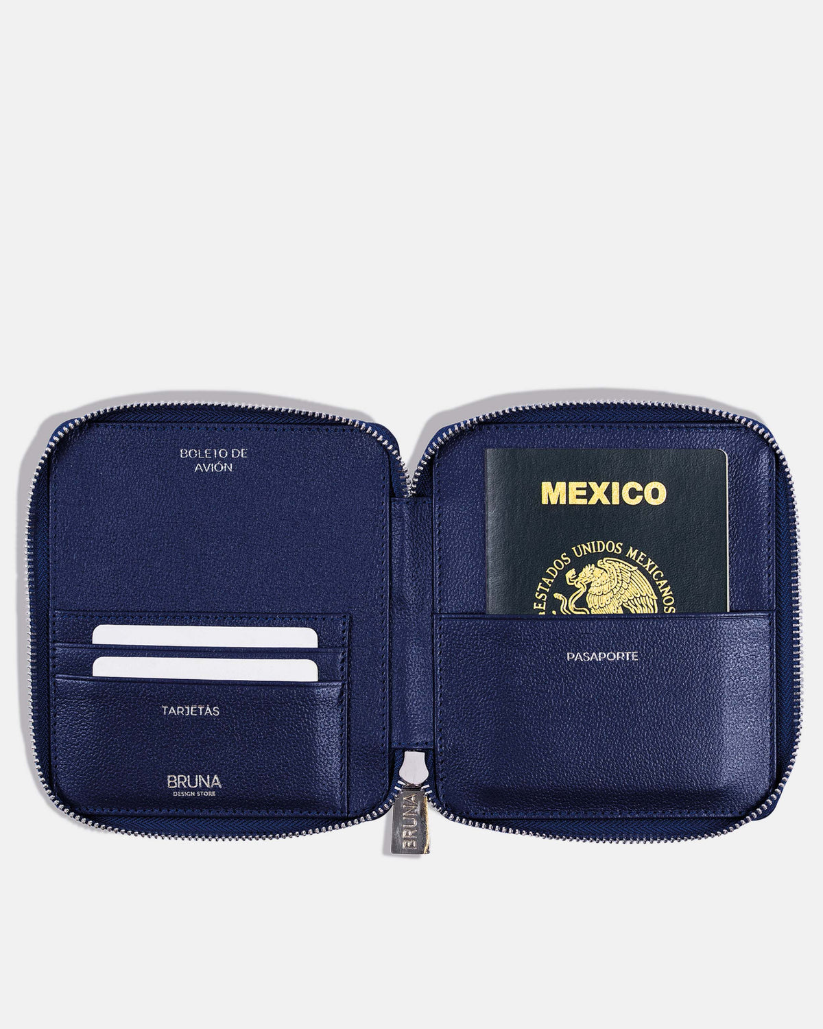 Funda con Cierre para 1 Pasaporte - Navy Blue