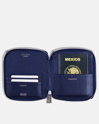 Funda con Cierre para 1 Pasaporte - Navy Blue