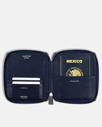 Funda con Cierre para 1 Pasaporte - Navy Phantom