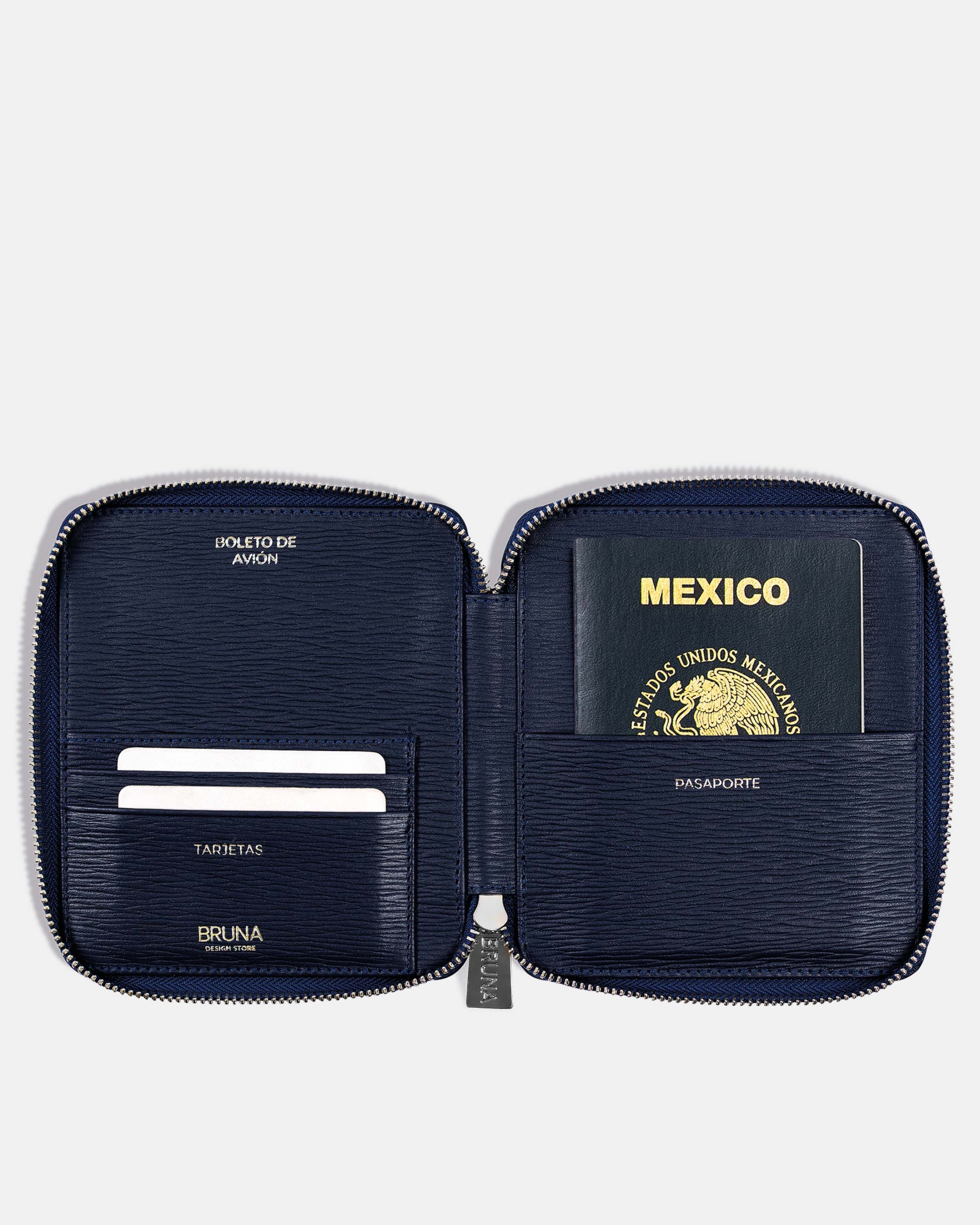 Funda con Cierre para 1 Pasaporte - Navy Phantom