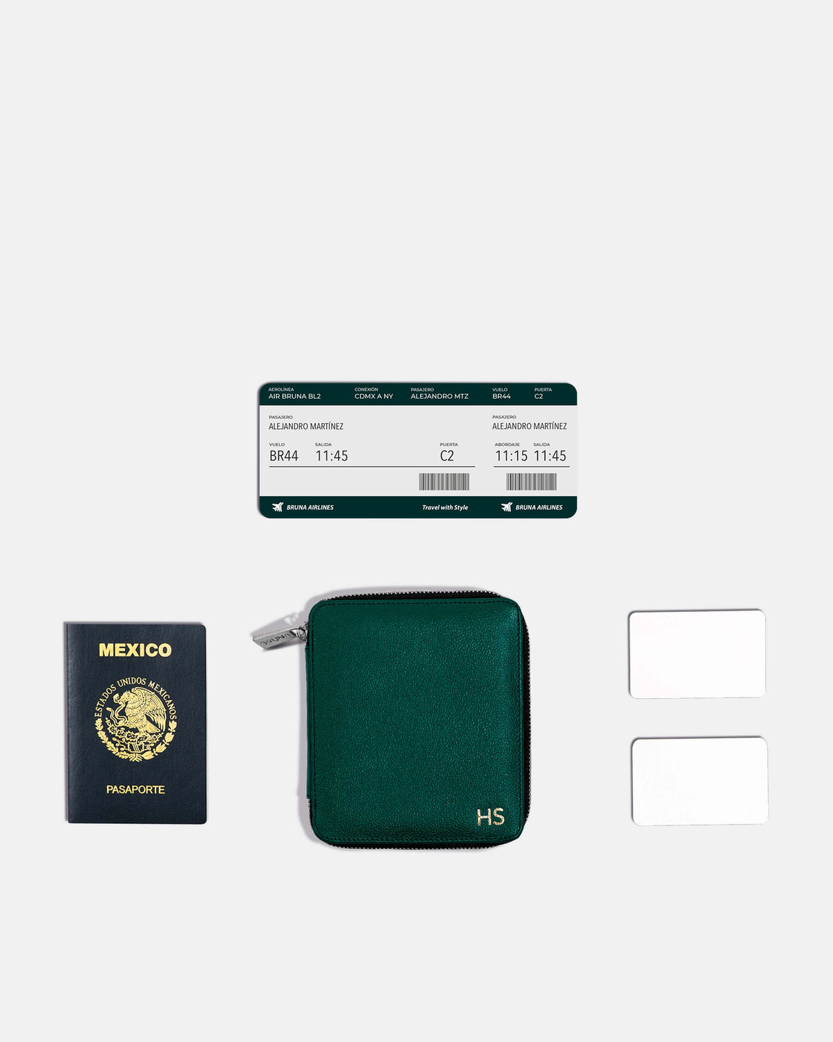 Funda con Cierre para 1 Pasaporte - Forest Green