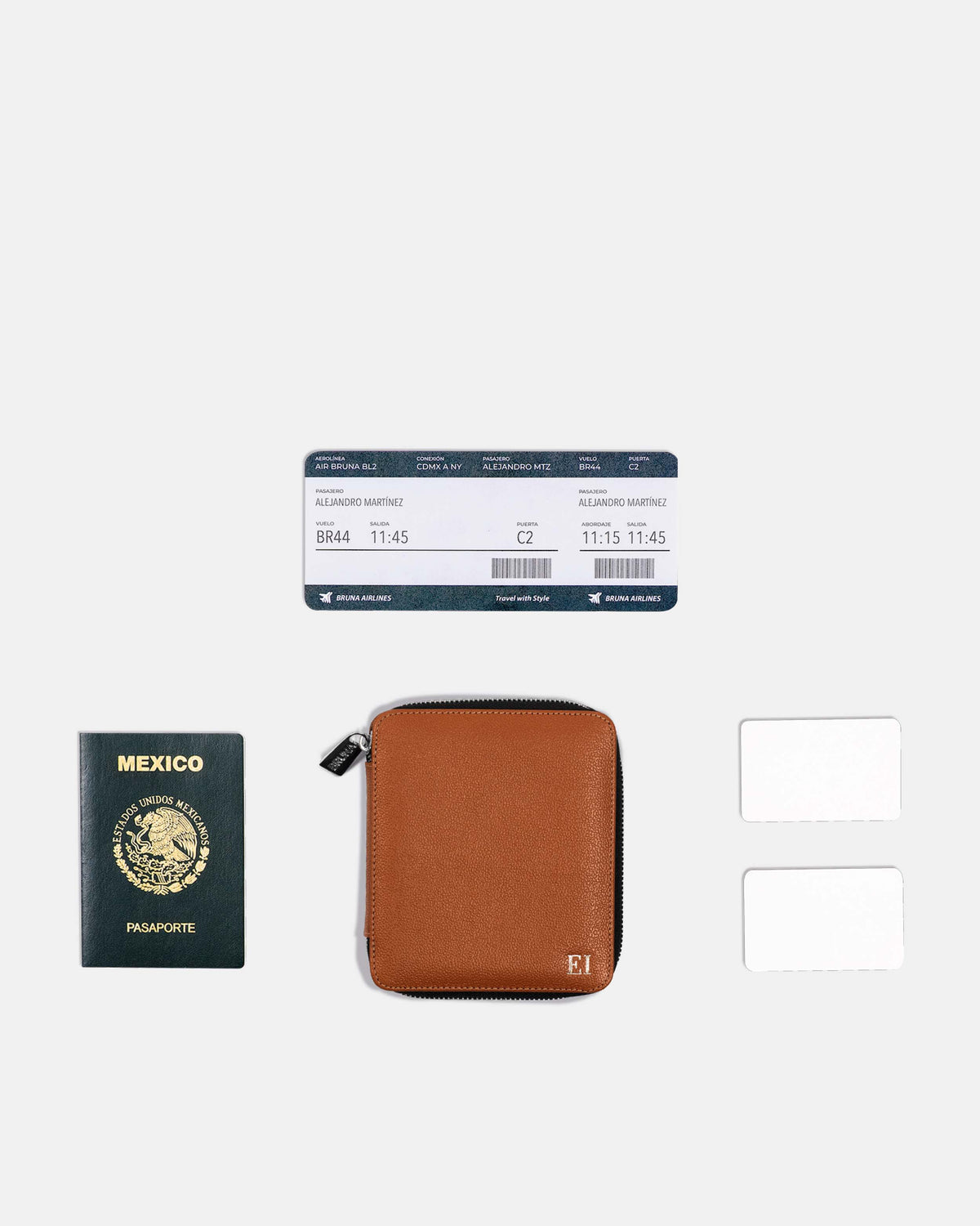 Funda con Cierre para 1 Pasaporte - Latte