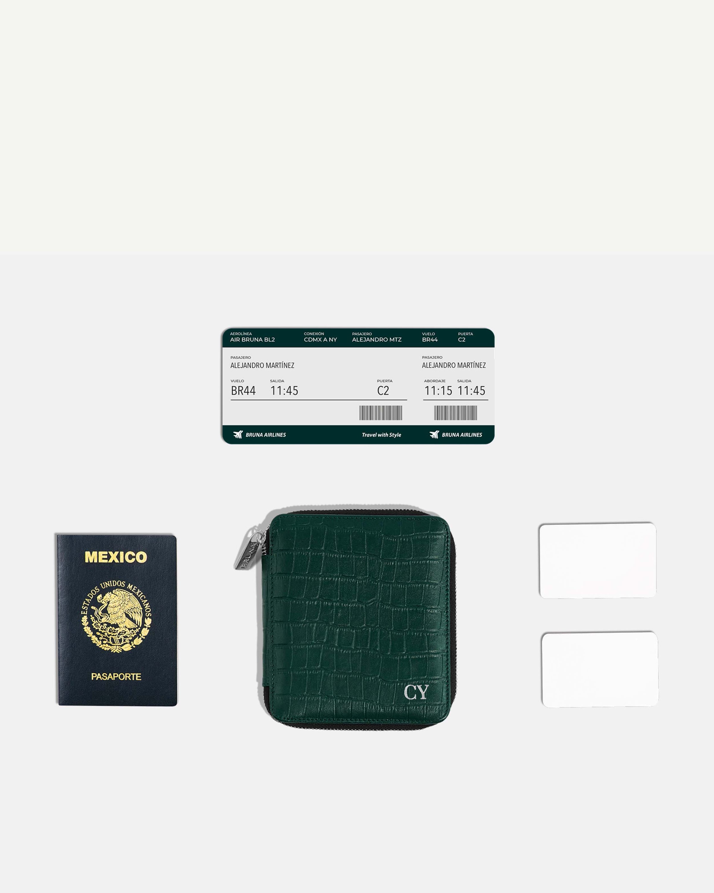 Funda con Cierre para 1 Pasaporte - Maverick Green