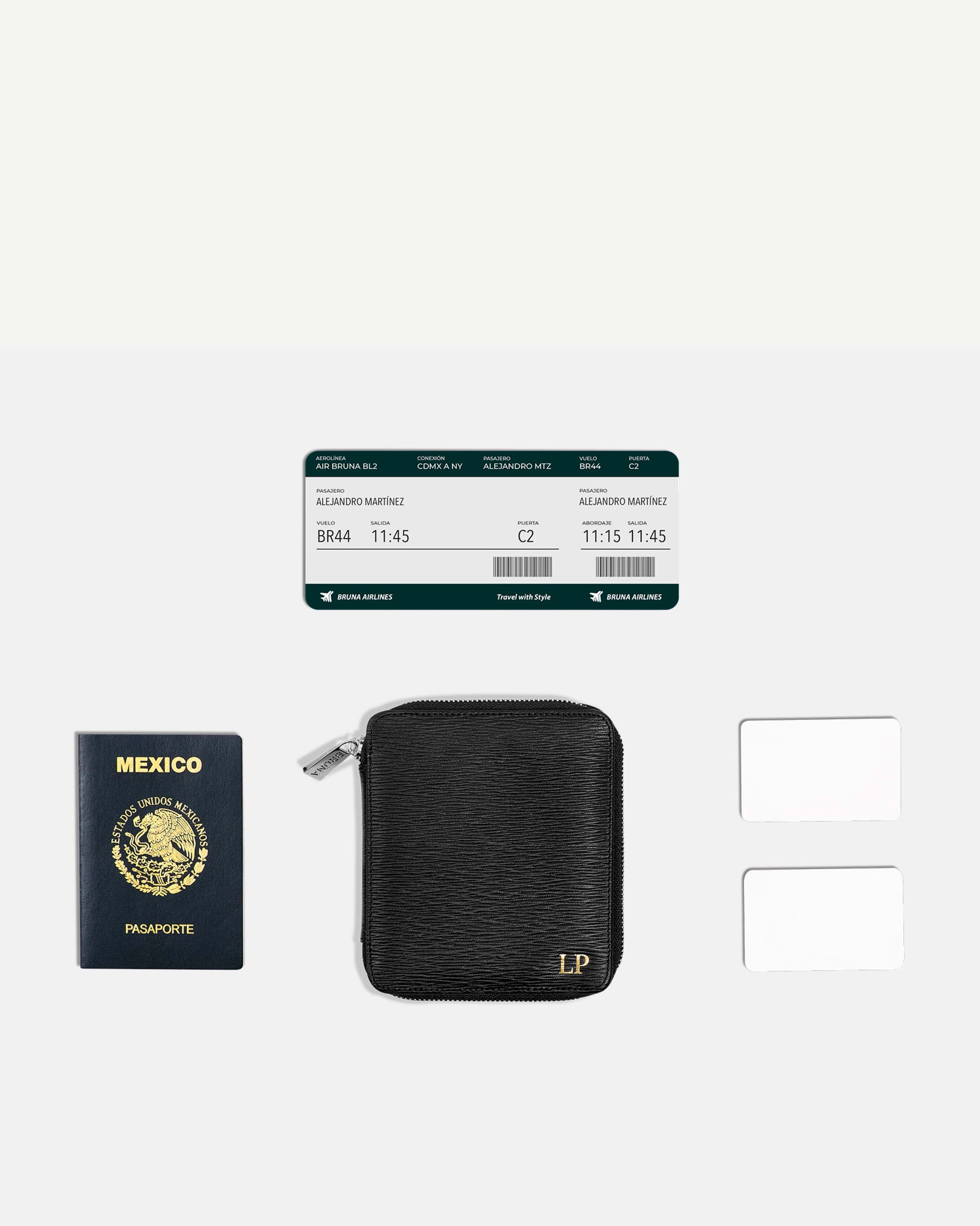 Funda con Cierre para 1 Pasaporte - Black Phantom