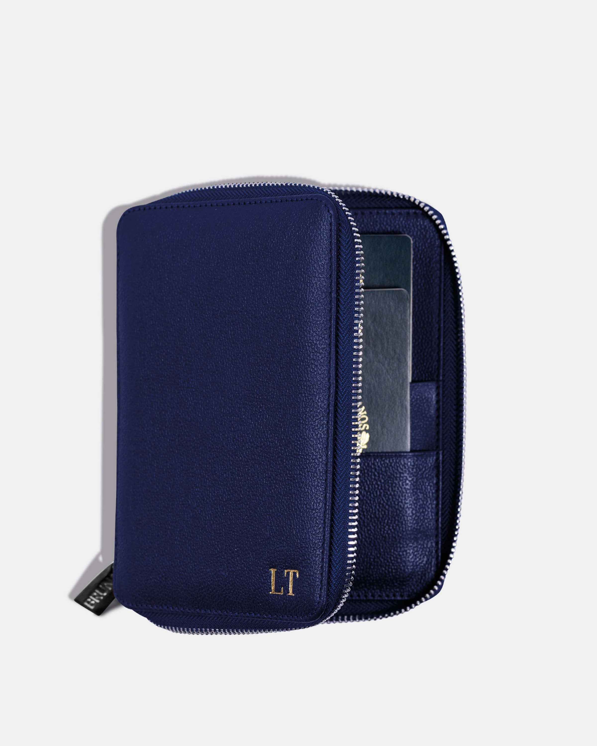 Funda con Cierre para 2 Pasaportes - Navy Blue