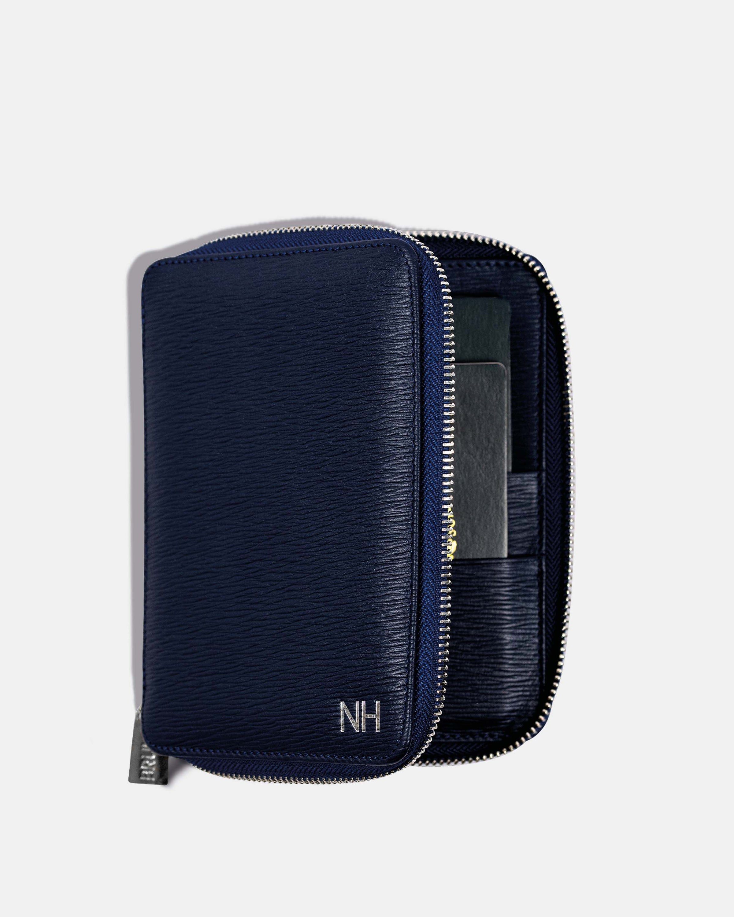 Funda con Cierre para 2 Pasaportes - Navy Phantom