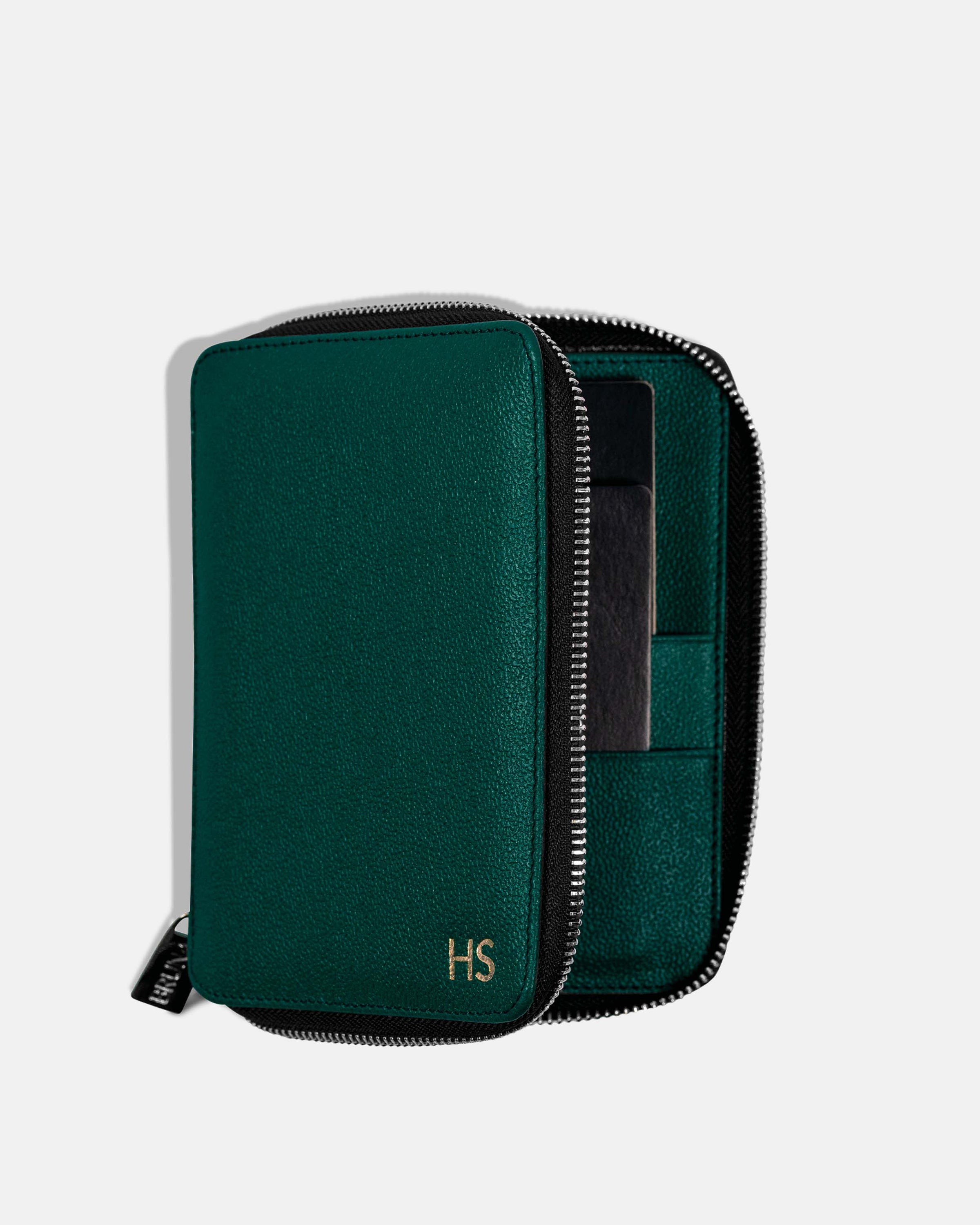 Funda con Cierre para 2 Pasaportes - Forest Green