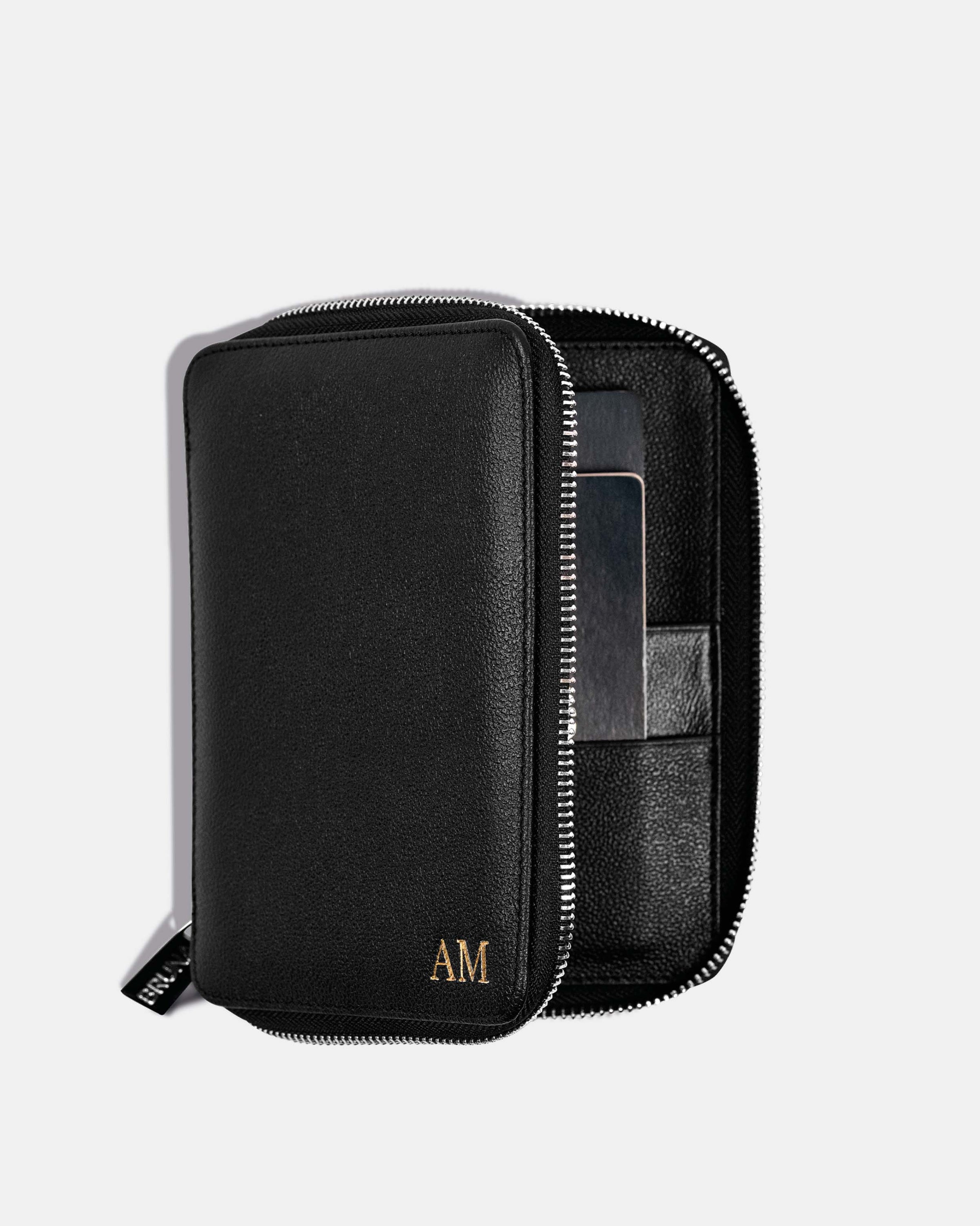 Funda con Cierre para 2 Pasaportes - Black Caviar