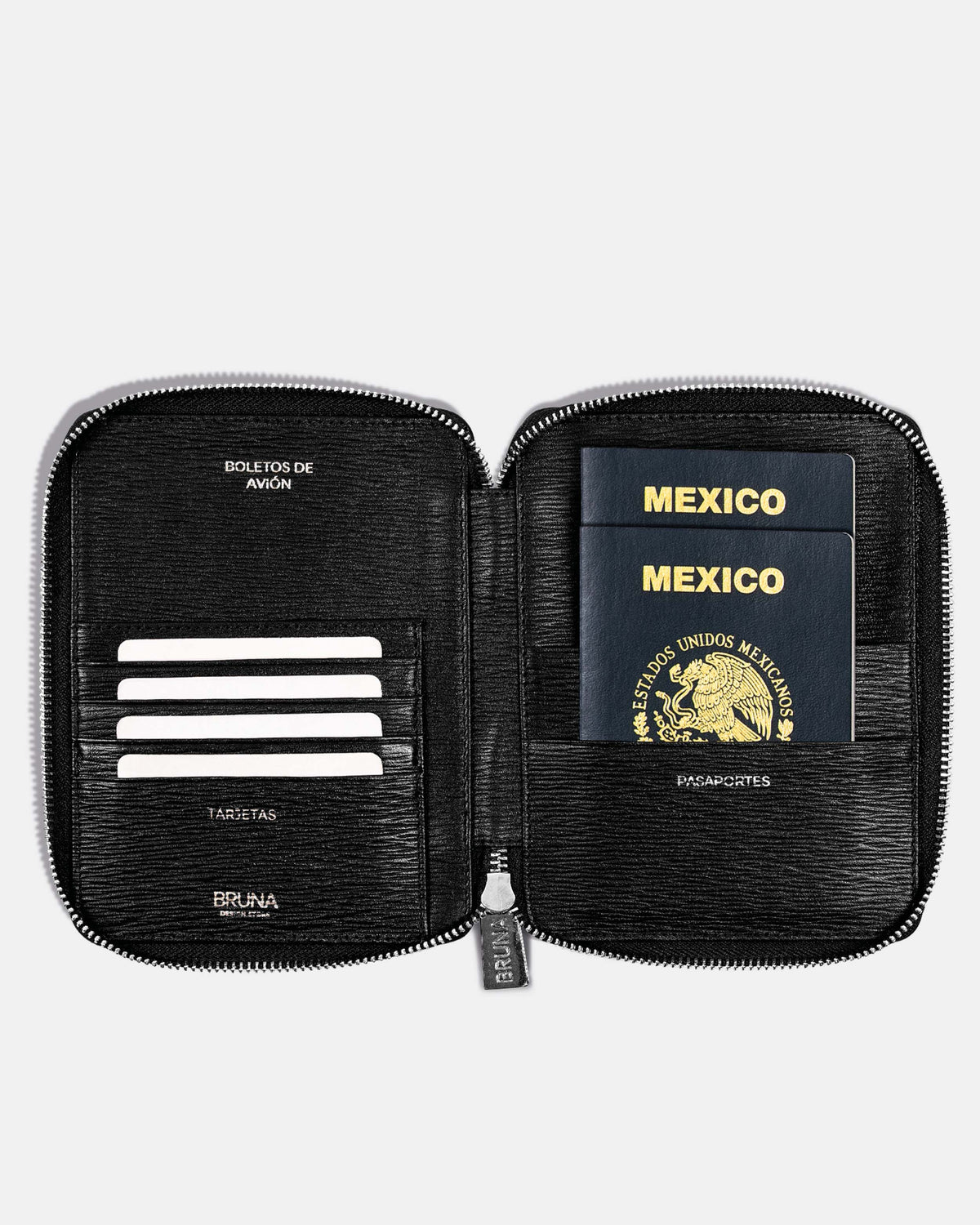 Zippered Case for 2 Passports - Black Phantom